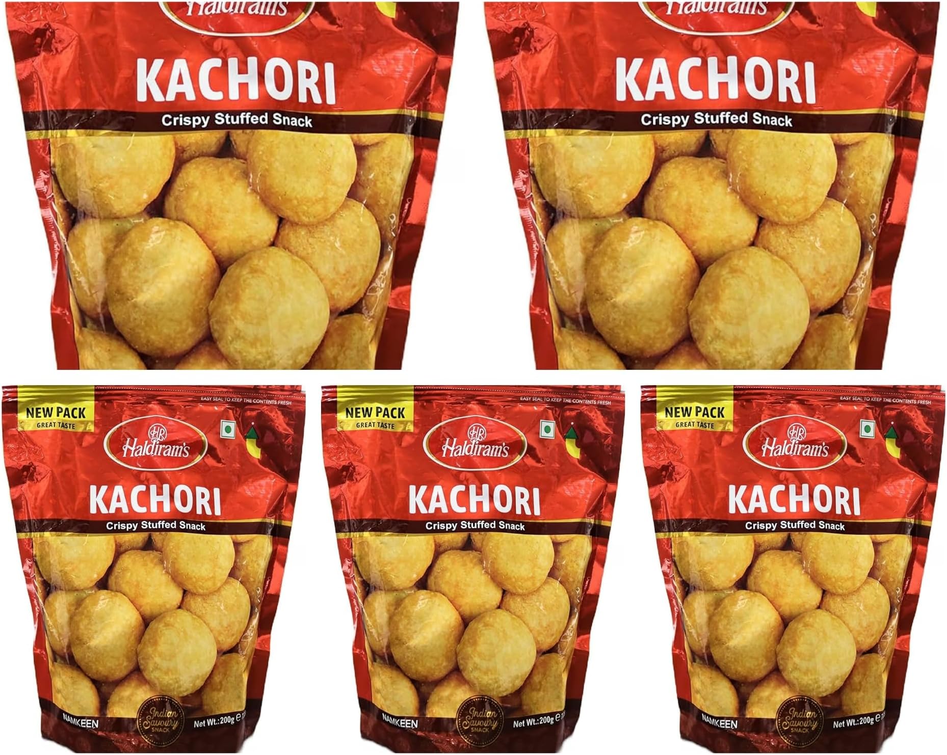 Haldiram's Kachori 200g (Pack of 5) | Crispy and Flavorful Indian Namkeen Snack | Crispy, Crunchy & Spicy | Treat for Every Occasions