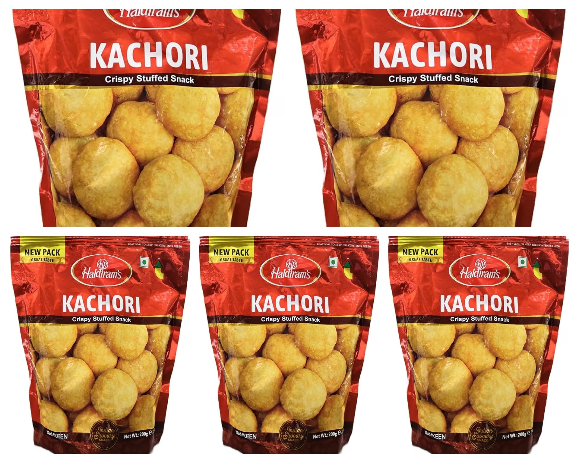 – Haldiram's Kachori 200g (Pack of 5) | Crispy and Flavorful Indian Namkeen Snack | Crispy, Crunchy & Spicy | Treat for Every Occasions