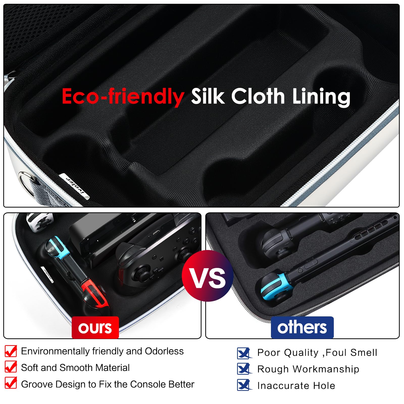 ivoler Funda de almacenamiento para Nintendo Switch/para Switch OLED modelo (2021), bolsa de mensajero rígida protectora portátil de viaje, forro suave, 18 juegos para consola Switch Pro Controller
