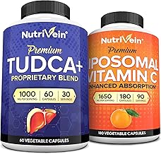 Nutrivein Premium TUDCA Supplement & Vitamin C Capsules Bundle: High-Absorption TUDCA+ & Liposomal Vitamin C Supplement Pair for Whole-Body Wellness, Detox, & Vitality