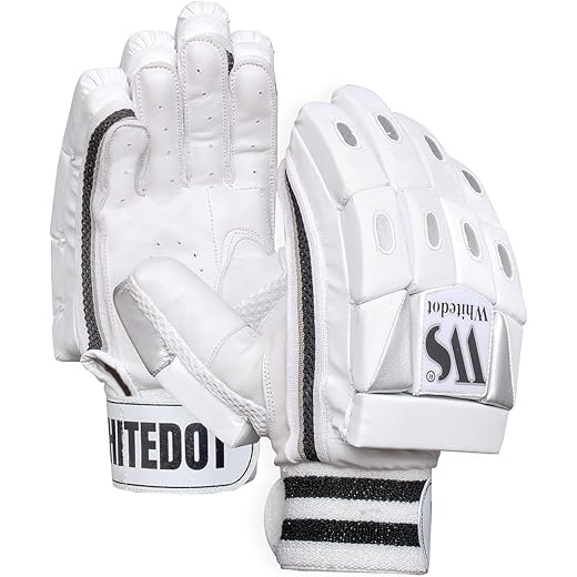 WHITEDOT SPORTS Dot 1.0 Cricket Batting Gloves for Youth/Medium – Right Hand | Leather Material | White Color