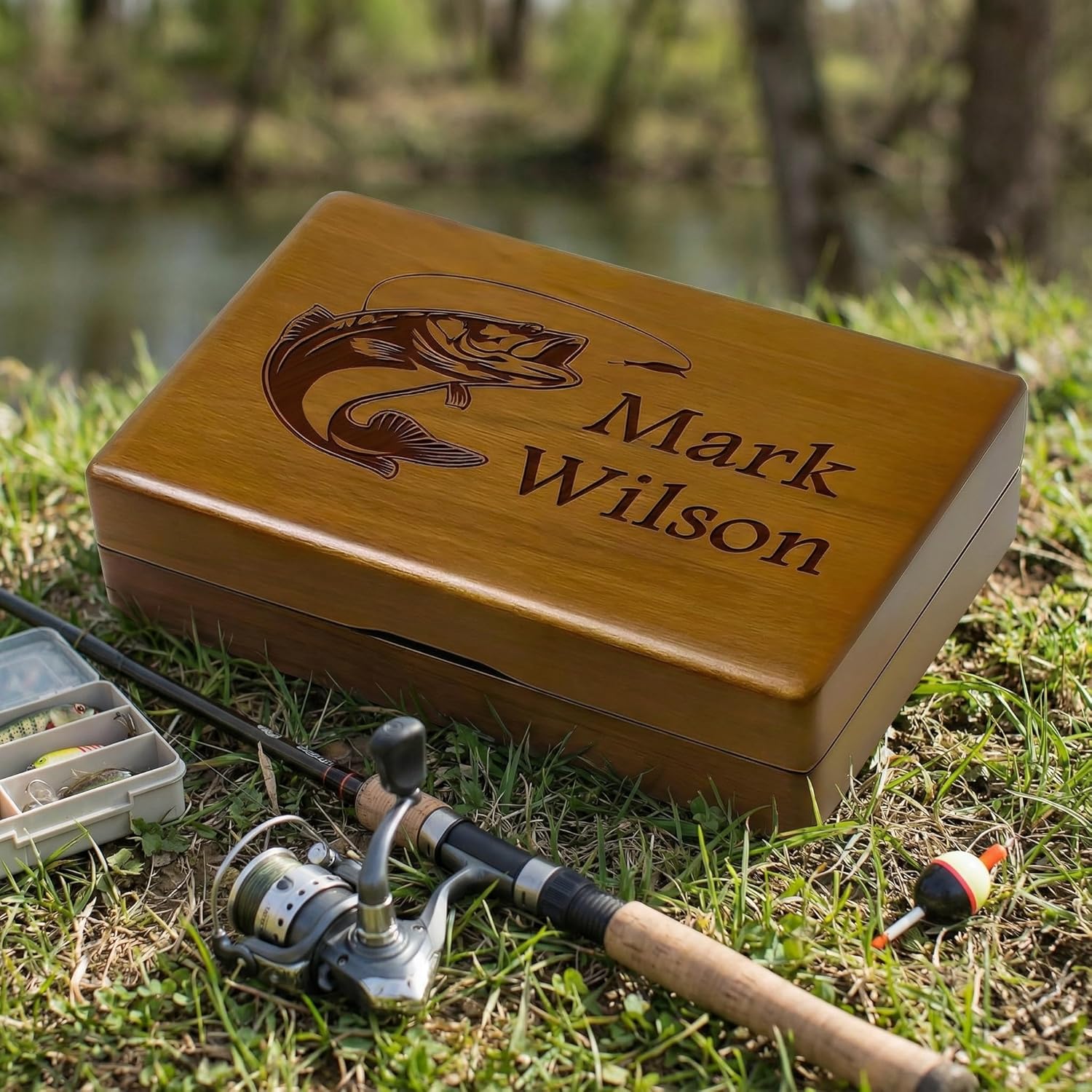 Personalized Fishing Tackle Box, Fly Fishing Gift for Him, Gift for Fisherman, Engraved Jig Box with Name & Message