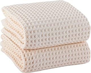 PÜSKÜL Premium Waffle Bath Towels Set of 2 - Organic 100% Turkish Cotton...