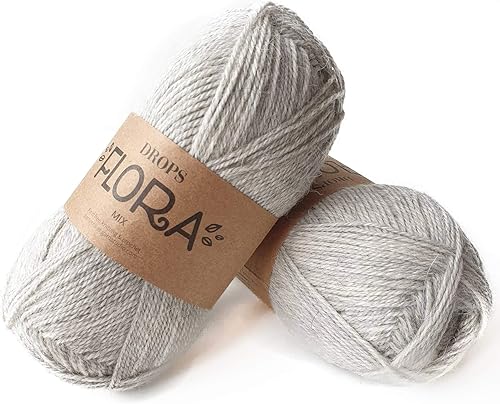 Miniatura 2 de 65% lana 35% hilo de alpaca, Drops Flora, 1 o superfino, peso de dedos, 4 capas, 1.8 onzas, 230 yardas por bola (32 verde oscuro)