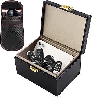 Faraday Box, [Bonus Faraday Pouch] Diyife Large Faraday Box for Car Keys RFID Box Key Box Signal Block Key Fob Protector Box Anti Theft Car Key Box for Car Keys, Phones(Black)