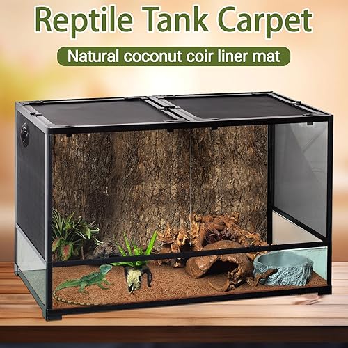 Miniatura 2 de ZeeDix 10 alfombras de reptiles, 12 x 12 pulgadas, tapete de fibra de coco natural para suelo de tanque de reptiles, dragón barbudo, tortuga,