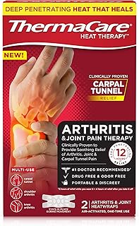 ThermaCare Arthritis Heat Wraps - Targeted Joint Pain Relief for Hands, Wrists, & Knees - 8-Hour Therapeutic Heat Therapy - Flexible, Discreet, & Portable - Drug-Free - 2-Count
