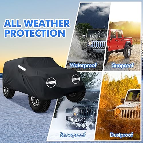 Miniatura 5 de NEVERLAND Fundas impermeables para automóvil Jeep Wrangler de 2 puertas, protección para todo tipo de clima, protección contra la lluvia y el sol