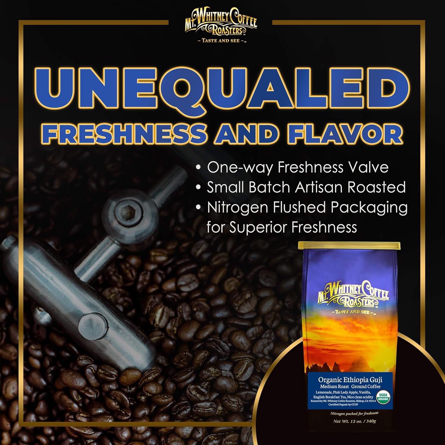 Mt. Whitney Organic Ethiopia Guji Coffee (Ground, 12 Oz)