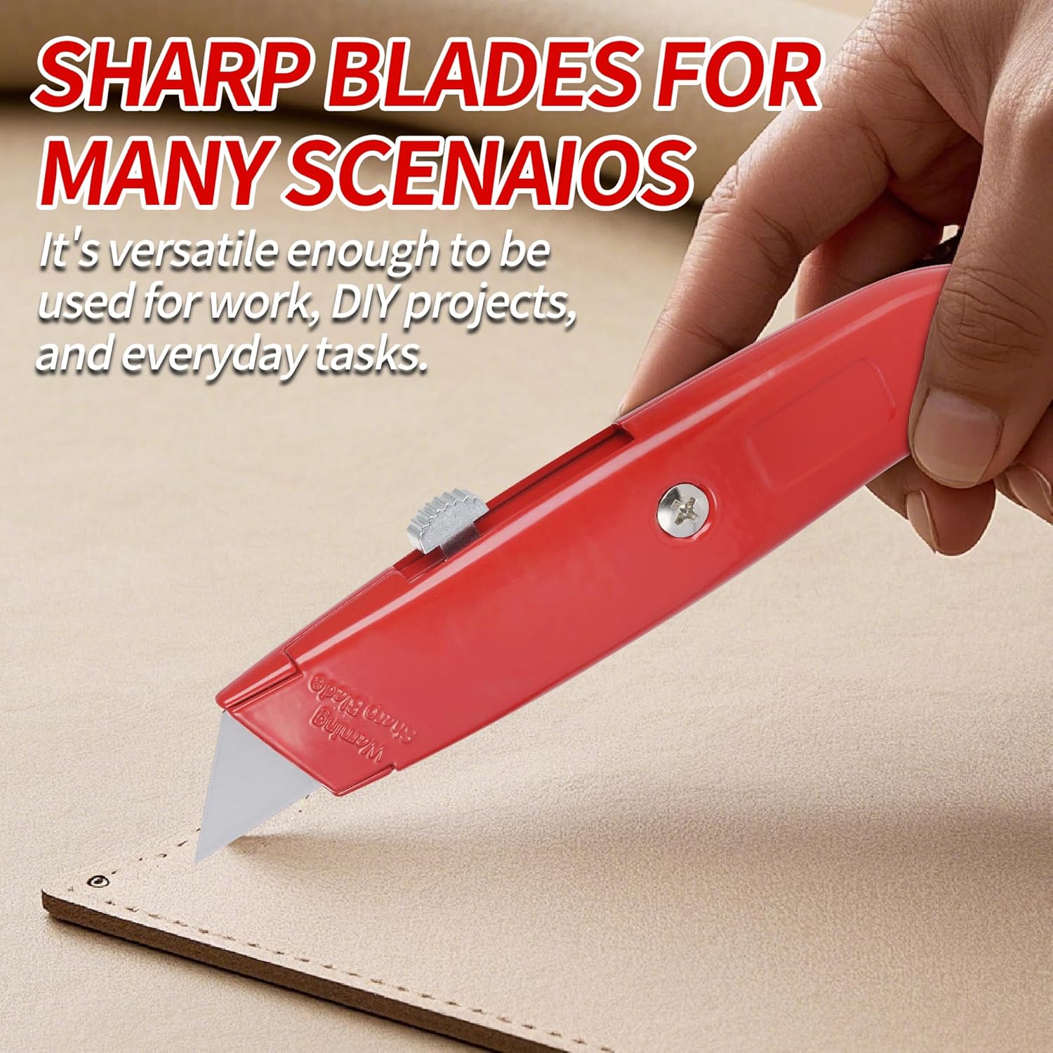 Vivicreate 4 Pack Folding Box Cutter Heavy Duty Utility Knife Sharp Retractable Blade Comfortable Handle Quick Change for Cutting Drywall Plastic Linoleum Boxes Rope Professional Opener Home Office