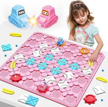 STEM Logic Road Builder Toys Board Games Toys for 5 Year Old Kids Montessori Brain Teaser Puzzles Educational Learning Activities Toy for Kid Ages 3 4 6-8 12 Boys Girls Gifts Pink, 50PCS