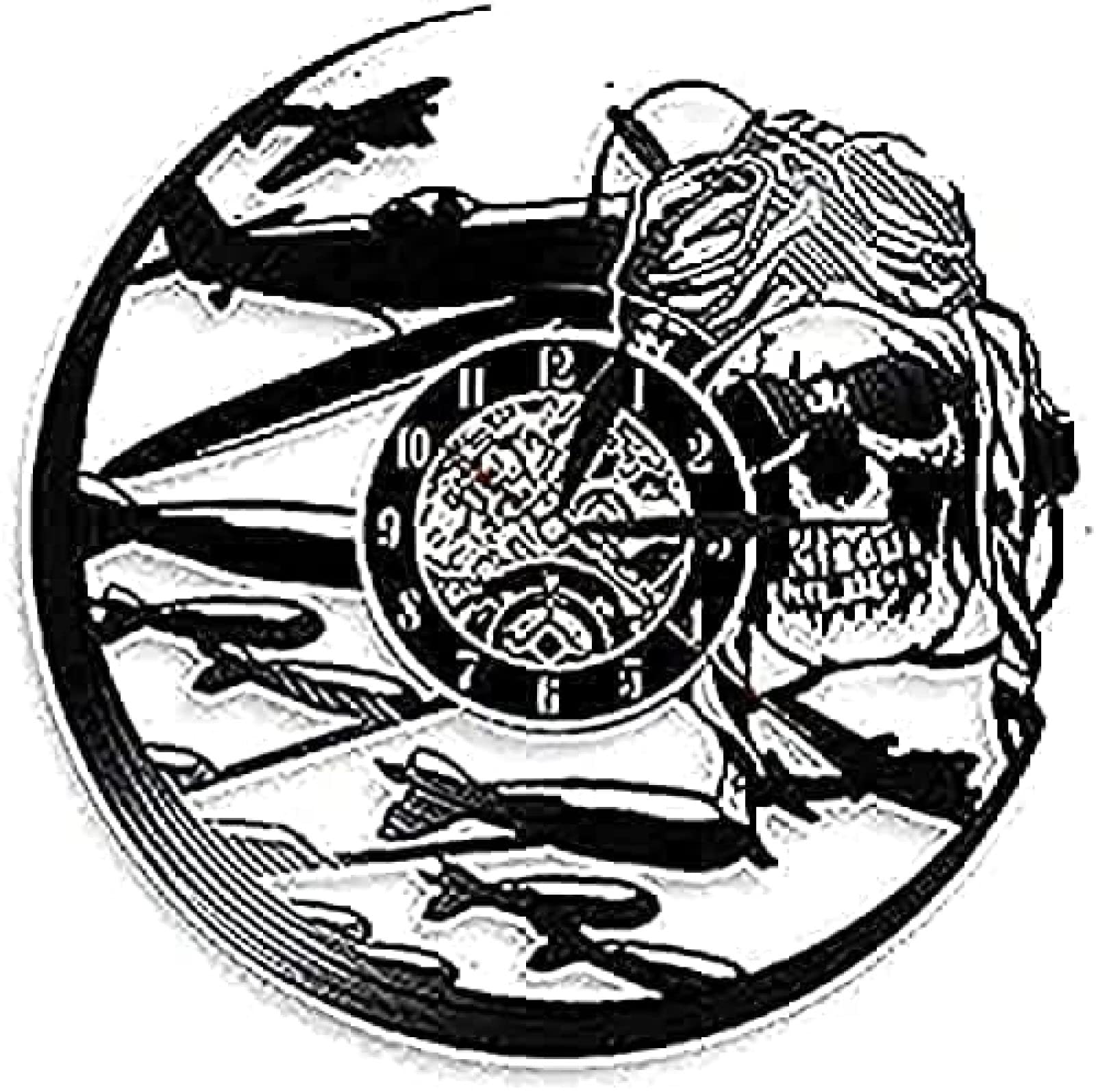 Horloge murale aviateur squelette pour décorer un salon hipster ou un bureau