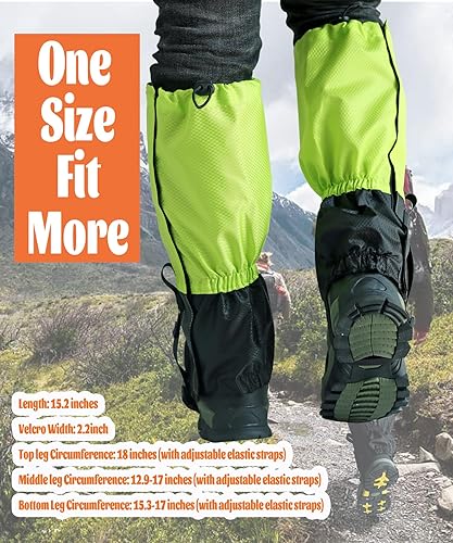 Miniatura 10 de QTECLOR Polainas ajustables para adultos para hombres y mujeres, color negro, azul, verde, morado, para senderismo, raquetas de nieve, caminar y