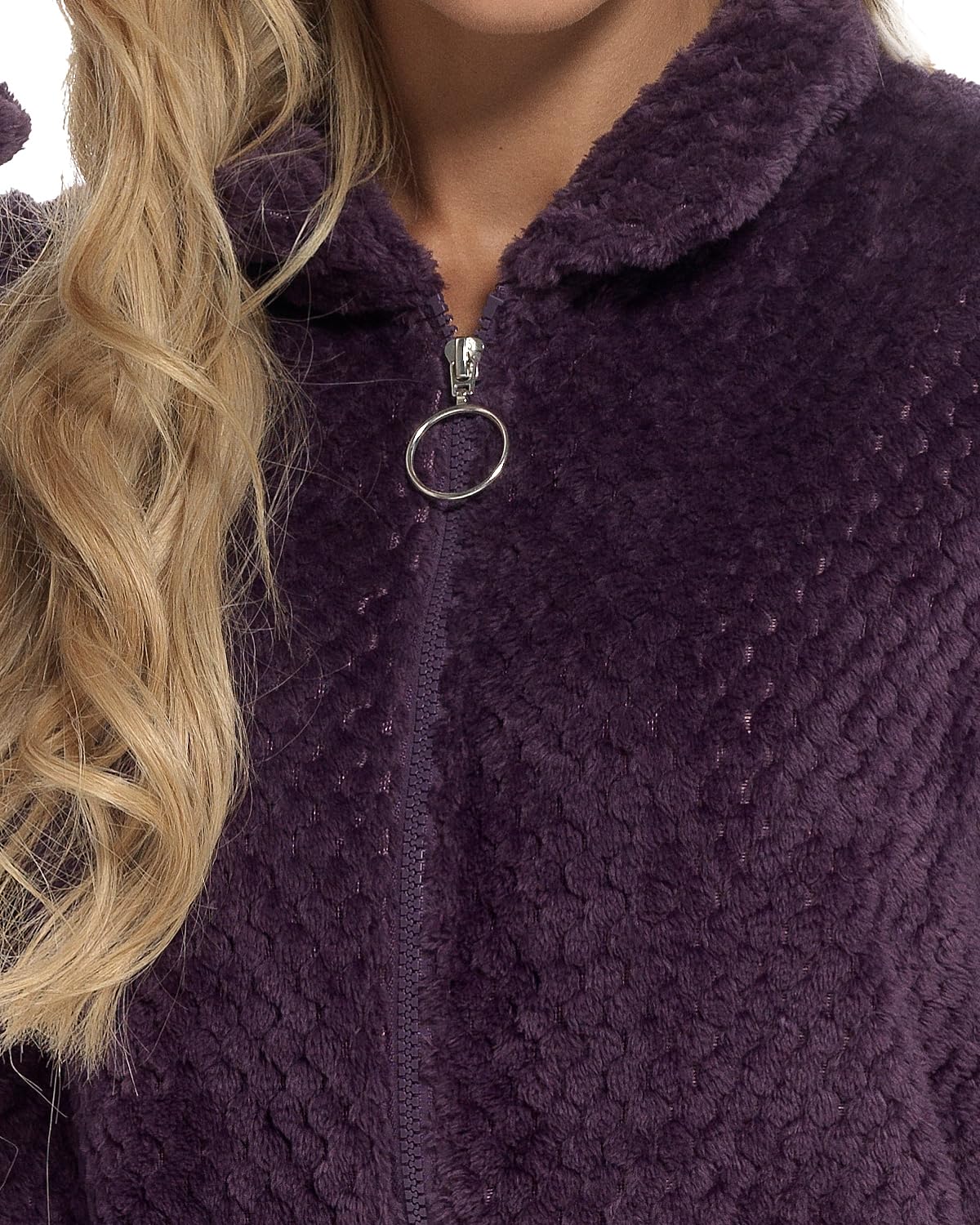 Undercover Veste d'hiver douce en polaire nid d'abeille avec poches pour femme