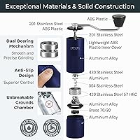 Vista 4 de Molinillo de café manual de Alpaca Ventures - Molinillo de café manual de rebaba cónica de acero inoxidable con configuración ajustable