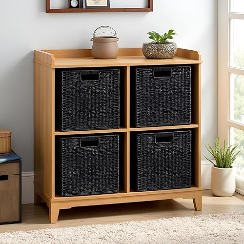 Miniatura 3 de UBBCARE Paquete de 2 cestas de mimbre, 11 pulgadas de largo x 11 pulgadas de alto x 10.5 pulgadas de ancho, cestas de almacenamiento de cuerda de