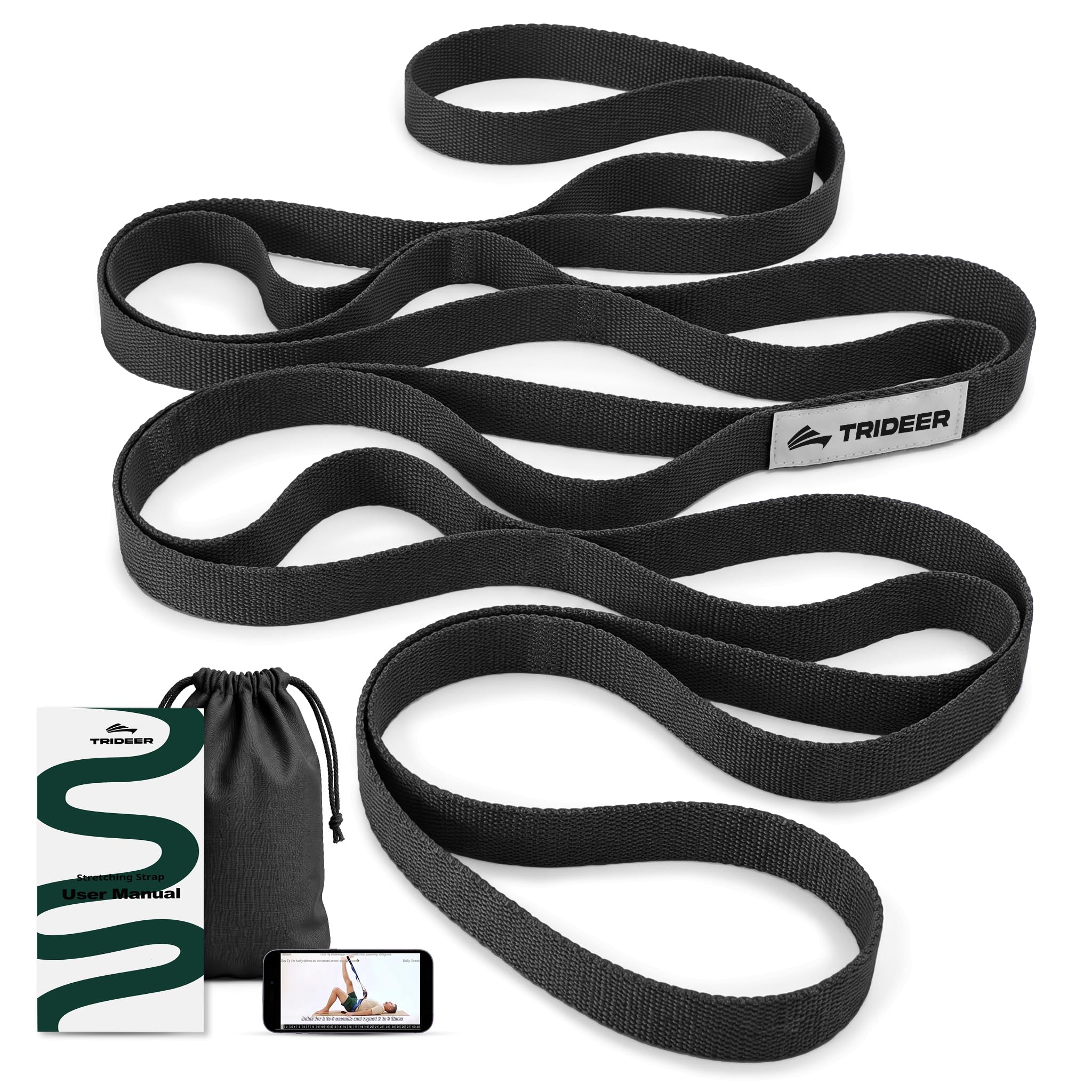 Trideer Leg Lifter Strap, Non-Elastic Stretching Strap with Loops for PT