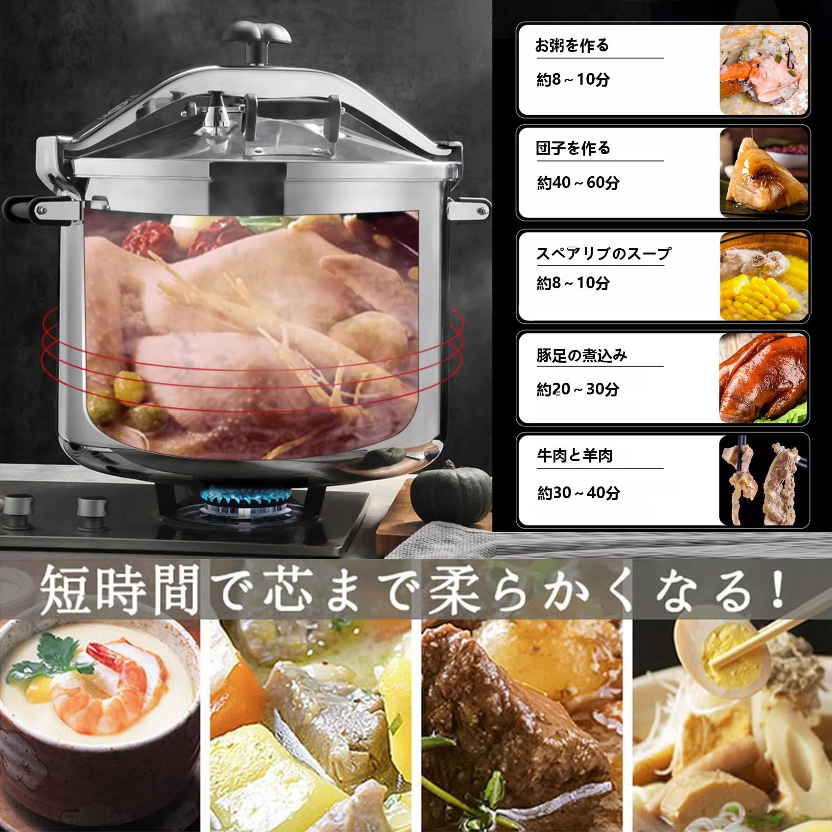 Amazon｜圧力鍋 業務用 大容量 15L-50L ホテルの万能 スープ鍋 アルミ