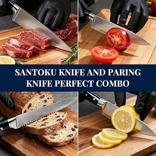 Miniatura 6 de Juego de cuchillos de cocina de 15 piezas, afilado para afeitar, cuchillo de chef de acero inoxidable de alto carbono, mango ergonómico de triple