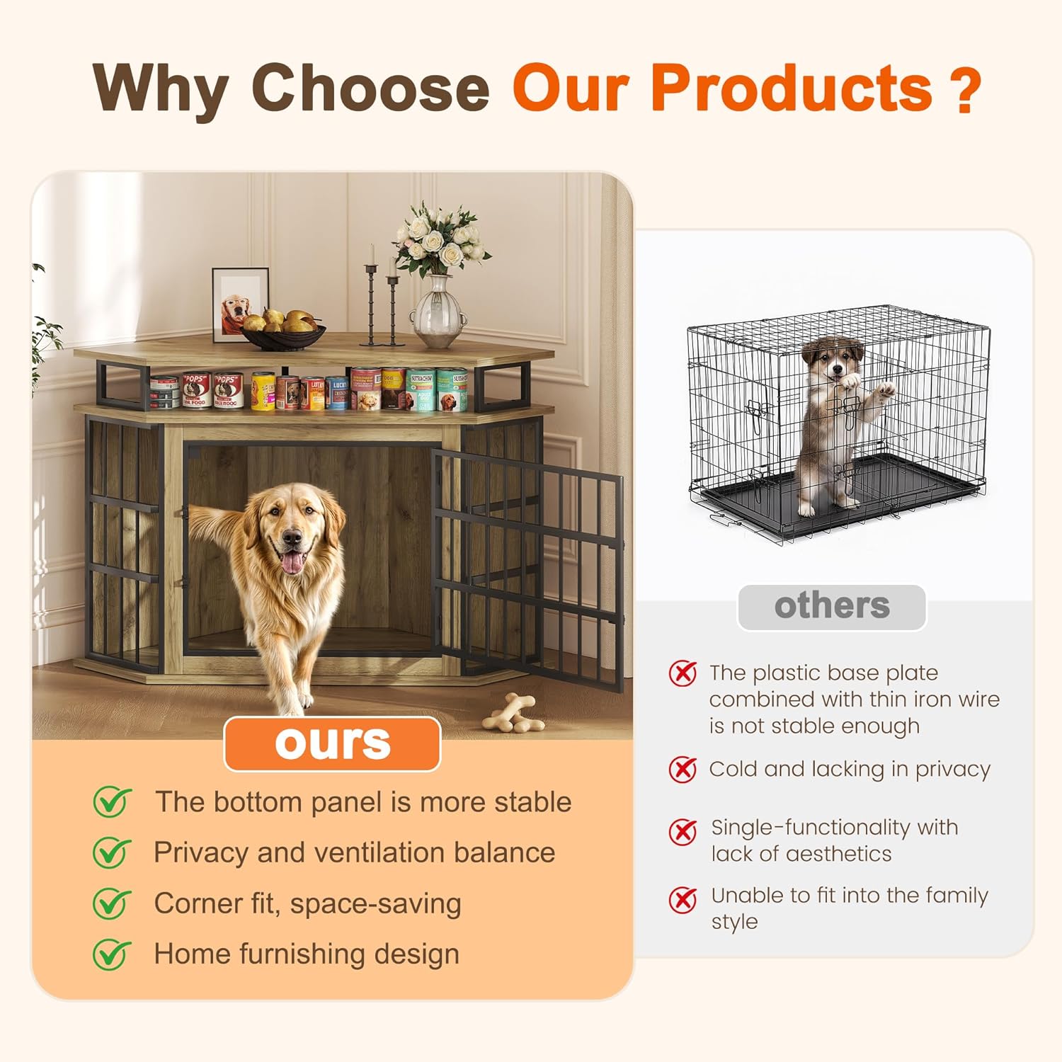 Stylish Comfort: The 51" Corner Dog Crate That Doubles as Elegant Furniture