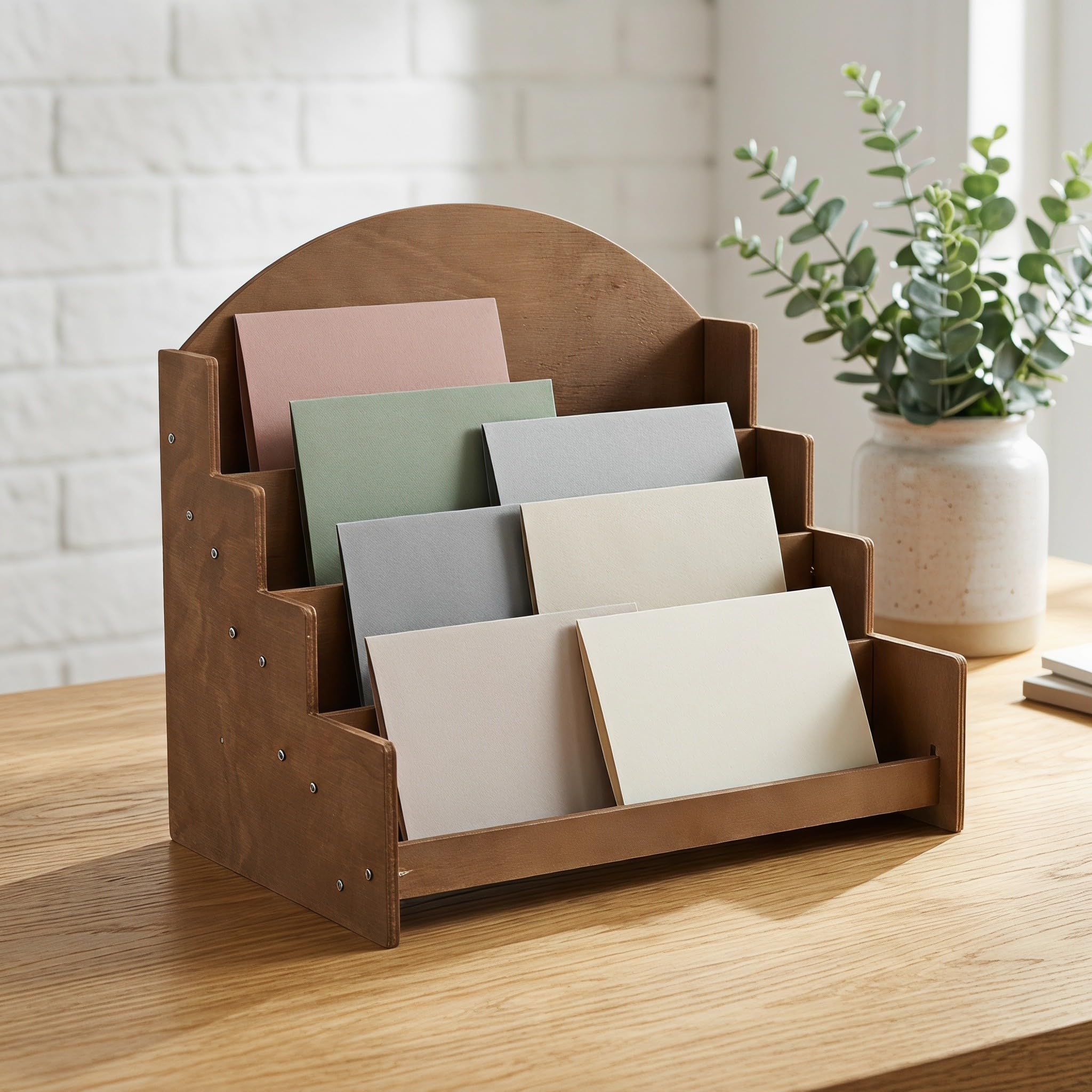 Angoily Porta Biglietti Auguri in Legno a 4 Livelli, Design Rustico