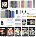 Shuttle Art 124 PCS Kit de dessin, fournitures de dessin professionnel avec croquis, charbon de bois, coloré, Graphite, Crayons de pastel & Sticks, outils de dessin complets et tampons en papier dans l'étui à fermeture éclair pour artistes et enfants