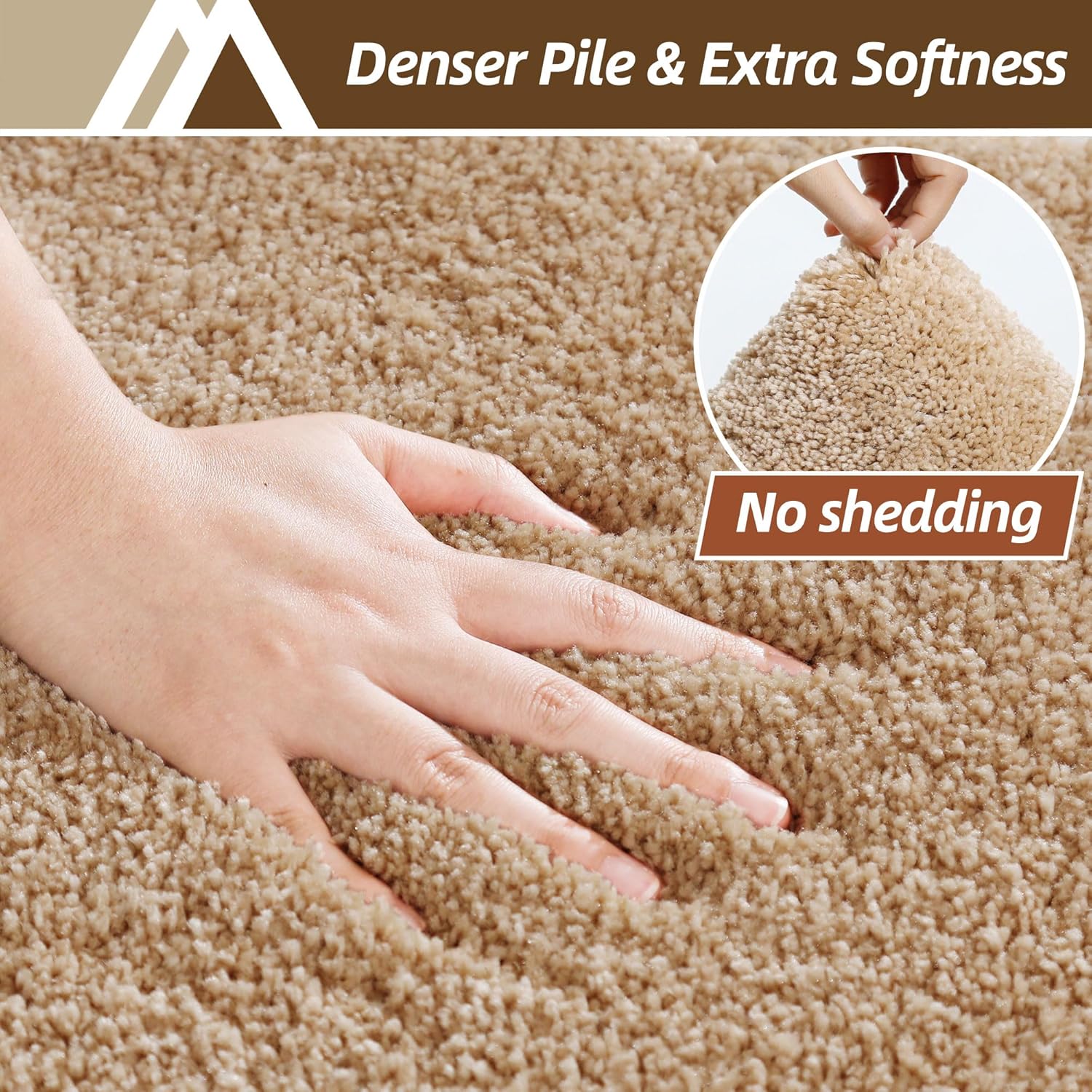 COSY HOMEER Toilet Rugs U-Shaped 24"x20",Soft Absorbent Bath Mat with Non-Slip TPR Backing, Machine Washable Shaggy Bath Rug for Toilet,Beige