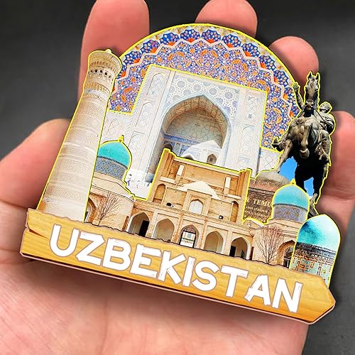 Miniatura 4 de Imán de madera de Uzbekistán Asia 3D para nevera, recuerdos coleccionables, decoraciones artesanales hechas a mano