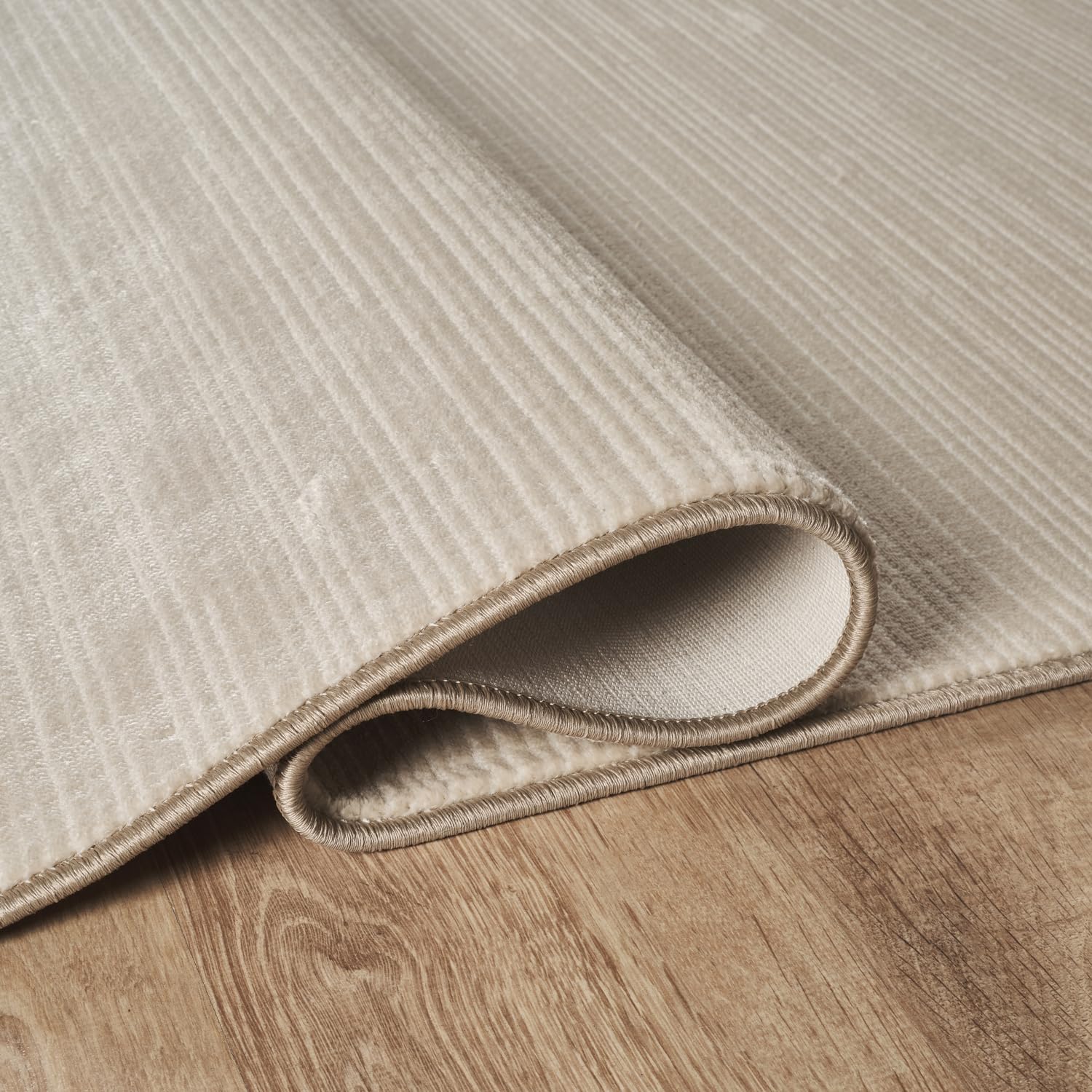 Teppich Wohnzimmer Schlafzimmer Kurzflor Robust Hoch-Tief-Effekt Streifen Beige Size:200x290