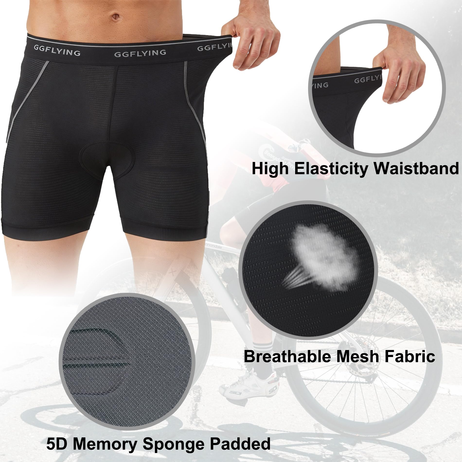 Culotte Ciclismo Hombre Acolchado Bicicleta MTB Pantalon Ciclista para Ropa Secado Rápido Alta Elasticidad