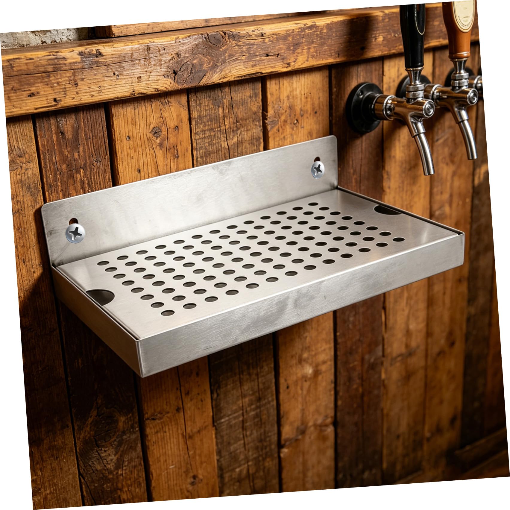 Ciieeo Bandeja de Goteo Diseño Desmontable para Grifo de Cerveza de Acero Inoxidable con Drenaje y Montaje en Pared para Dispensadores de Bebida en Bares y Restaurantes