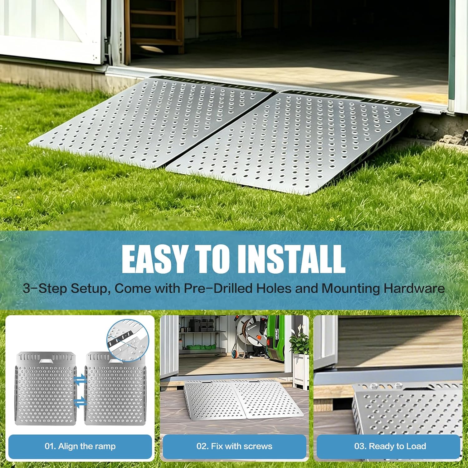 Shed Ramp, Ramps for Sheds, Heavy Duty Shed Ramp for Riding Mower