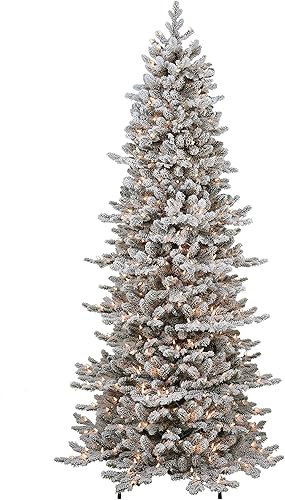 Puleo International Árbol de Navidad artificial de abeto Douglas Slim Royal Majestic preiluminado de 7.5 pies, color verde