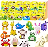 OunNana Air Dry Clay for Kids: 12 Animal Modeling Kit with Tools & Tutorials, Non-Toxic Craft Set Ages 3-12 Boys Girls