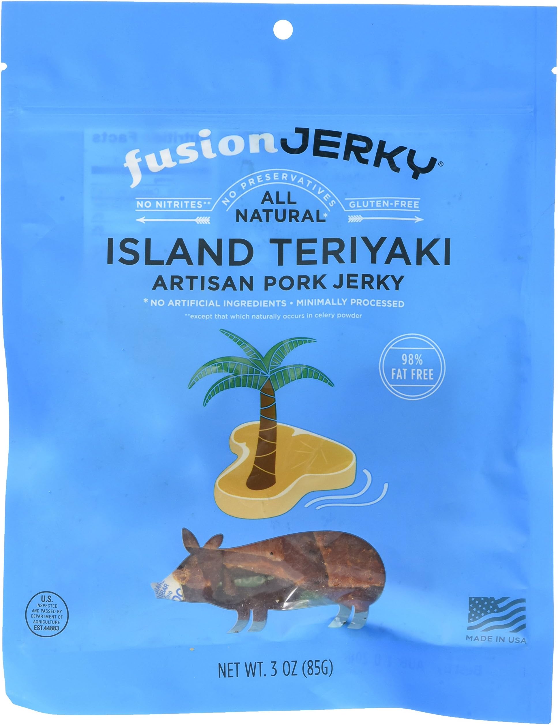 Fusion Jerky Artisan Pork, Island Teriyaki, 3 Ounce