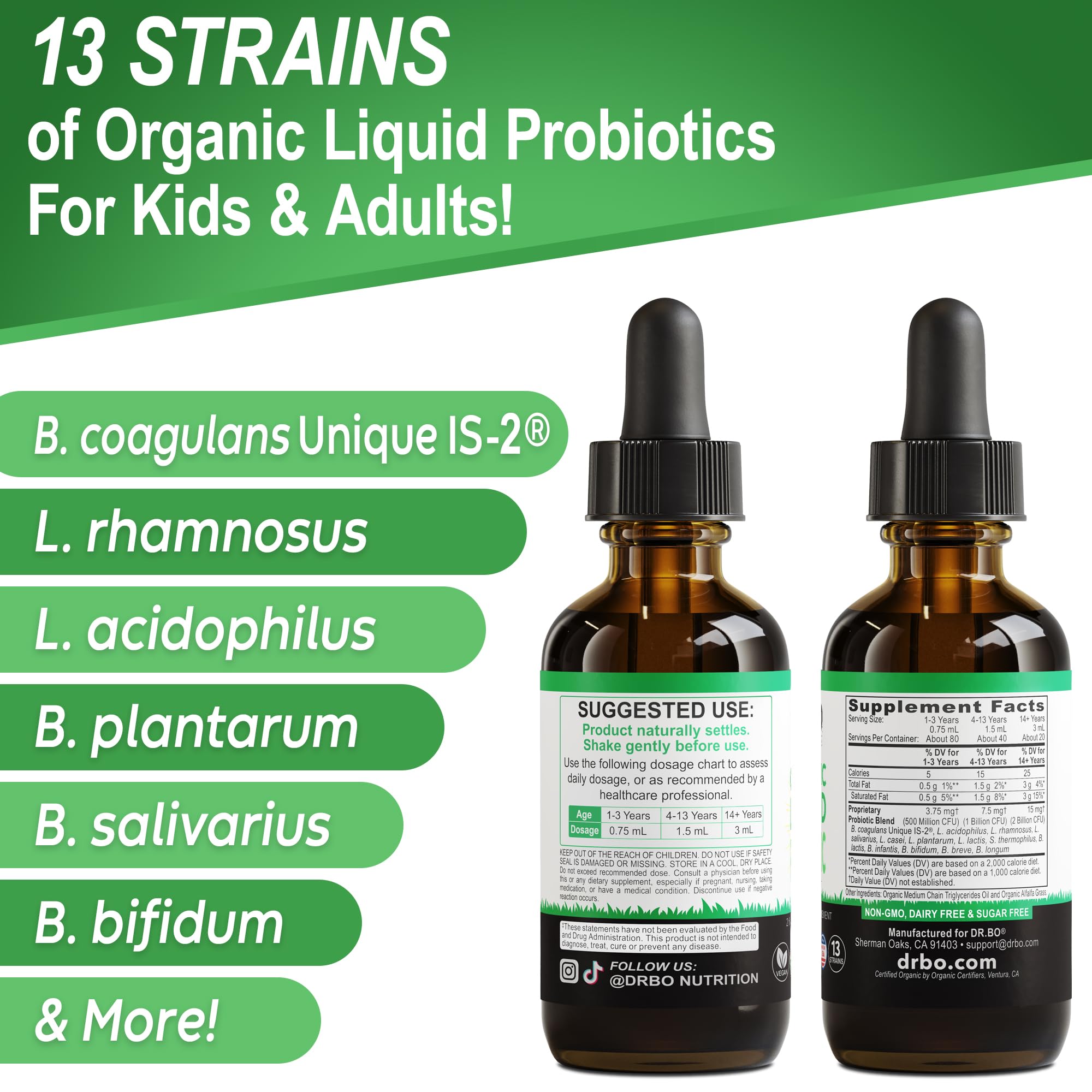 Organic Liquid Probiotic Drops Supplement - Organic Probiotics for Kids, Women & Men, Digestive Gut Health - Vegan Acidophilus Probiotics, Kid Flora Toddler Liquid Probiotic for Kids, Womens, Men 2 Oz — Amazon image 9