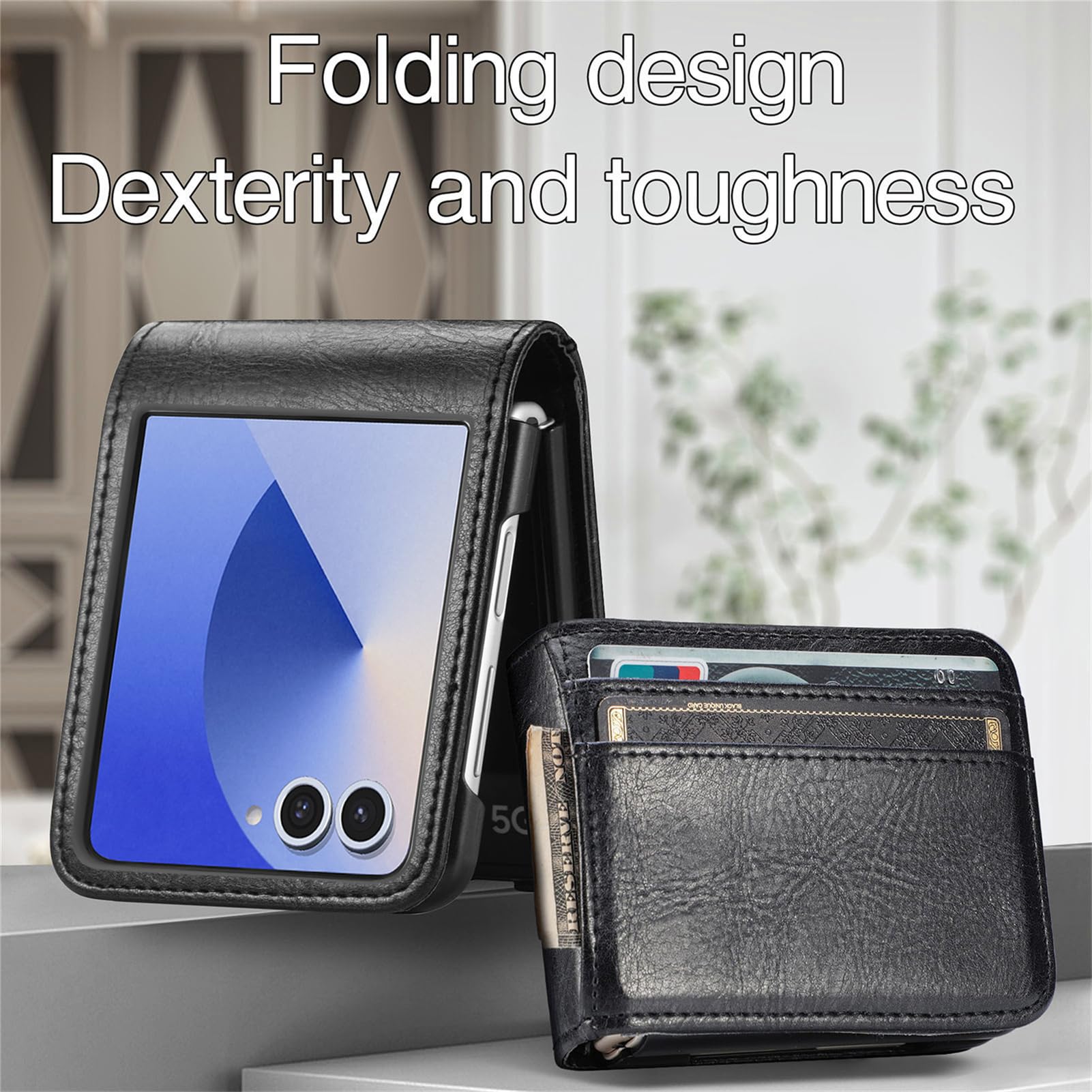 Amazon.com: CCSamll for Samsung Galaxy Z Flip 7 Wallet Case with Card  Holder, Business Style Premium PU Leather Hinge Protective Flip Phone Case  Cover for Samsung Z Flip7 5G DK Black :