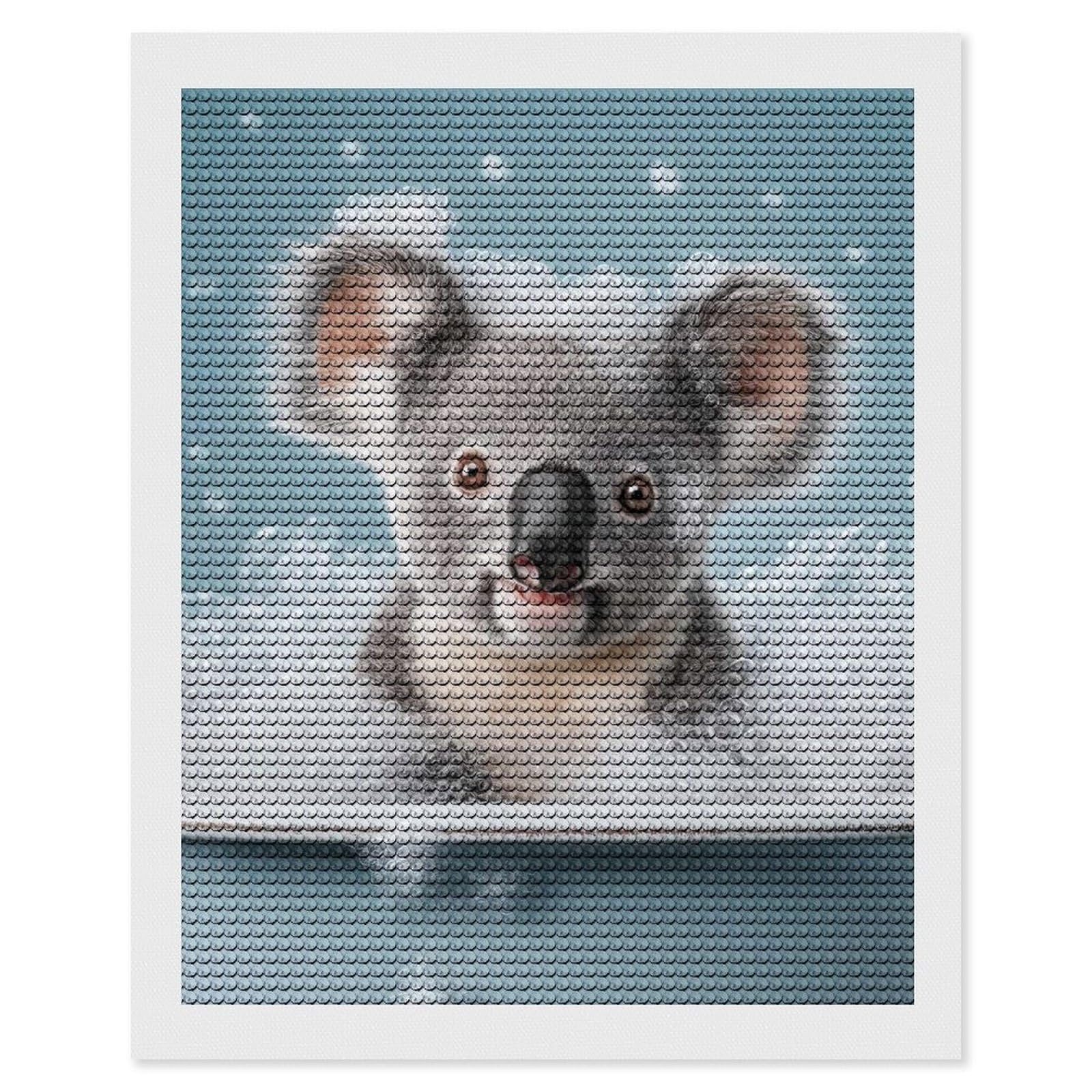 Junmoney Koala in A Bubble Bath Diamond Painting Set 16"x20", Holiday Gift Idea, for Creative Relaxation, Fun Craft Experience, Vintage Style Decor