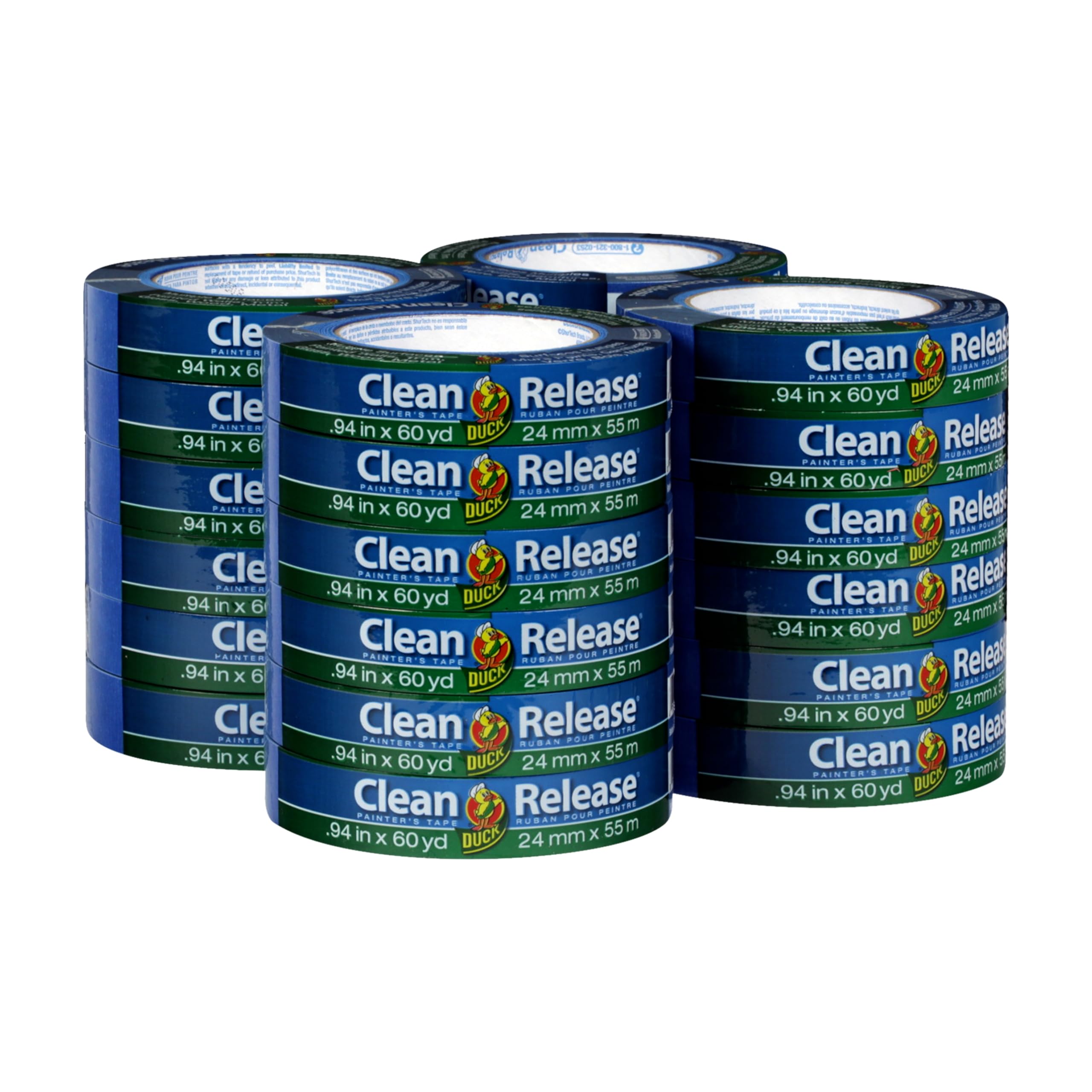 Duck Brand 284371 Clean Release Painter's Tape, 0.94 by 60 yd., Blue, 24 Rolls per Pack by Duck