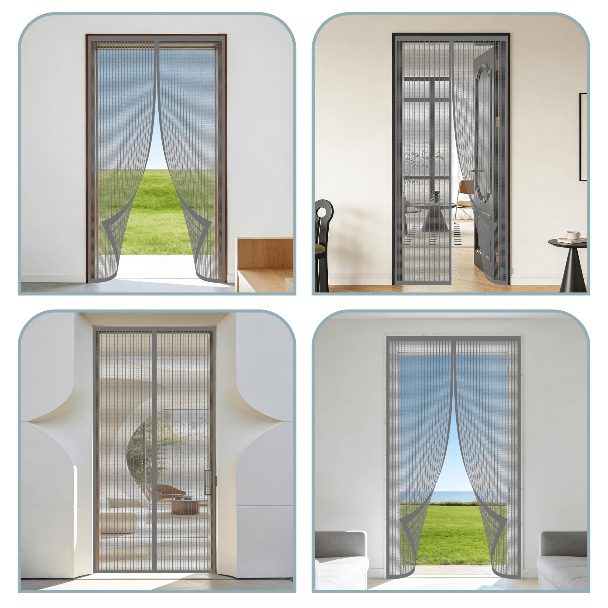Zanzariera Porta Finestra 100 x 300 cm Facile da Installare Zanzariera Porta Tenda Anti Insetti Traspirante Chiusura Automatica per Porte Finestre Balcone Soggiorno, Grigio