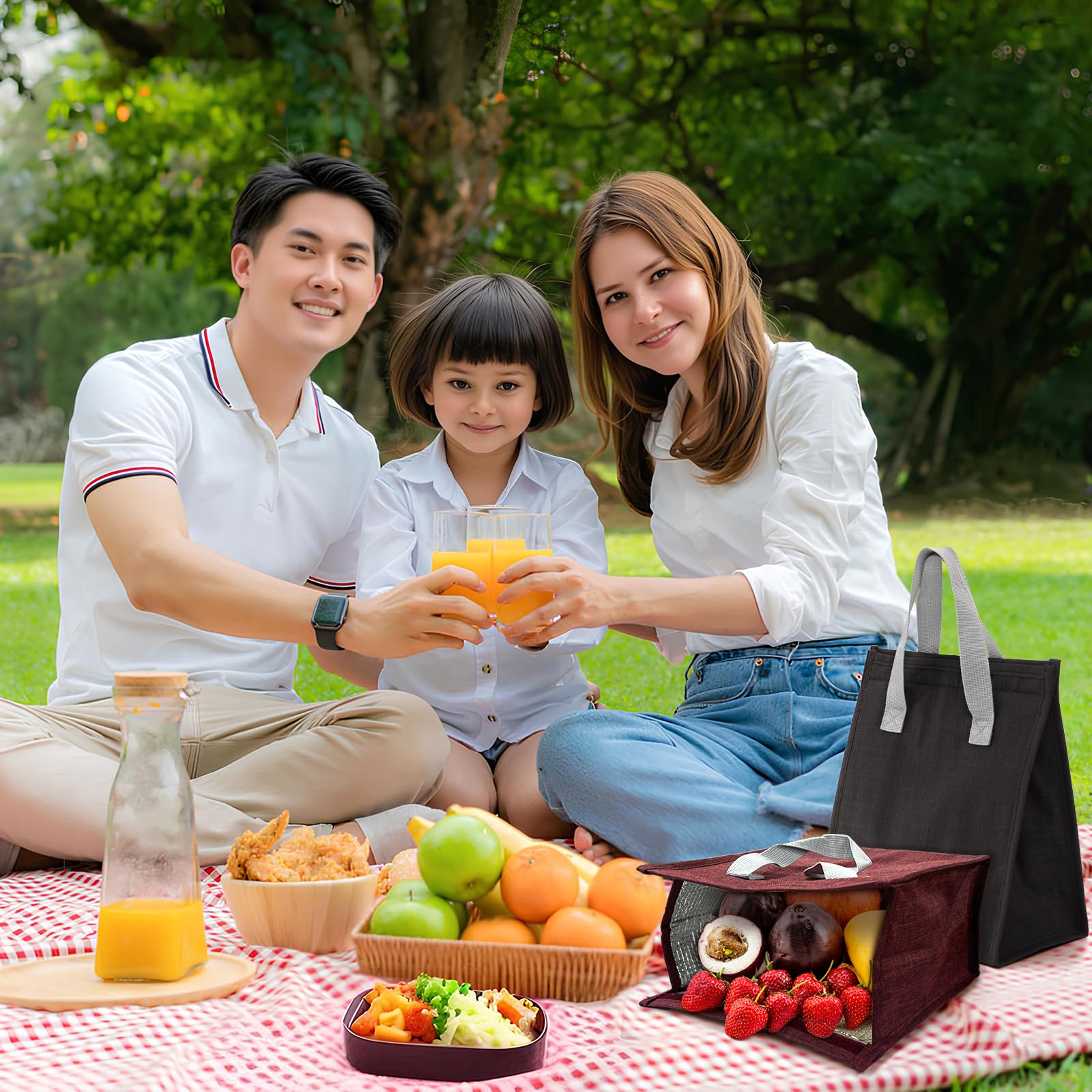 Lunch-Taschen, wiederverwendbar, isolierte Bento-Taschen, große Tragetasche, Lunchbox für Damen und Herren, wasserdichte Kühltasche mit Aluminium für Büro, Arbeit, Picknick, Strand, Reisen