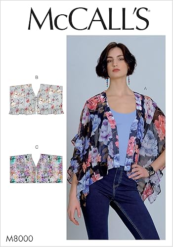 McCall's M8000ZZ - Cárdigan holgado para mujer, patrones de costura, tallas 4-14, color blanco