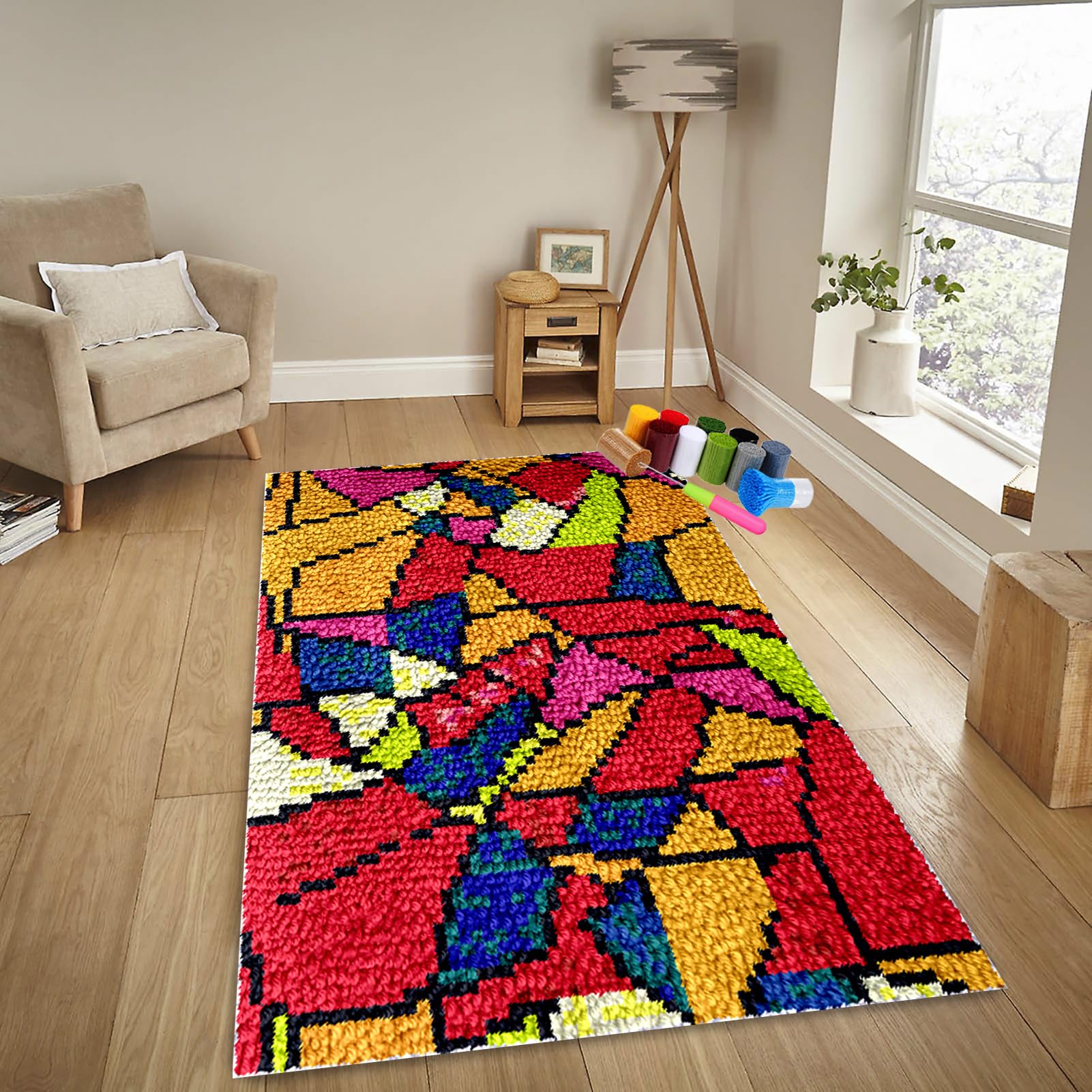 Zestaw haczyków zatrzaskowych dla dorosłych, zestaw do produkcji dywanów domowych, 130 x 150 cm zatrzask do dywanów, zestawy do haftu krzyżykowego, zestaw do robótek ręcznych szydełkowych