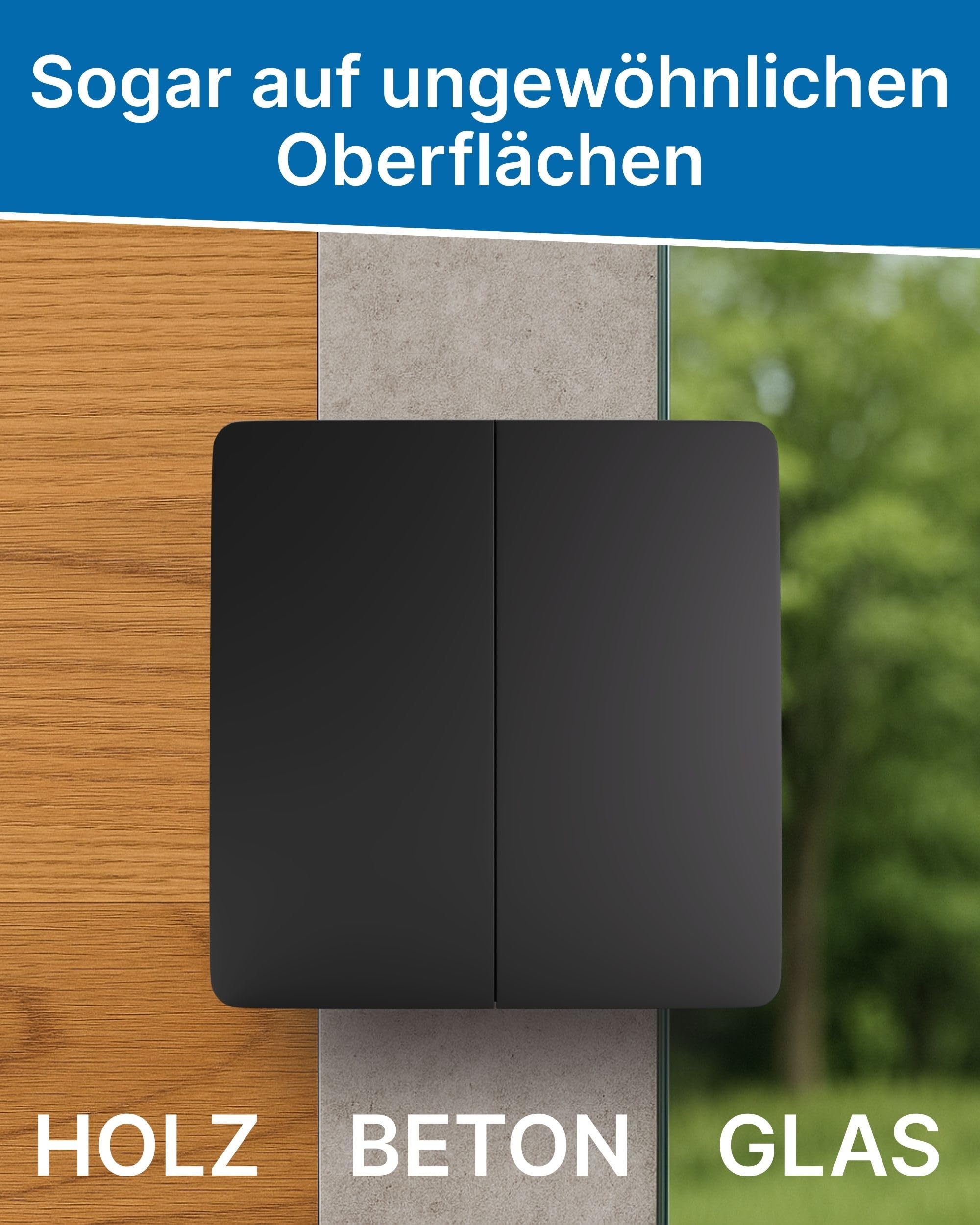 Hochwertiger Funkschalter 230V Dimmer Batterielos | Funk Lichtschalter Set IP67 Dimmbar | WLAN Dimmer Empfänger | 80m Reichweite | Alexa & Google Home