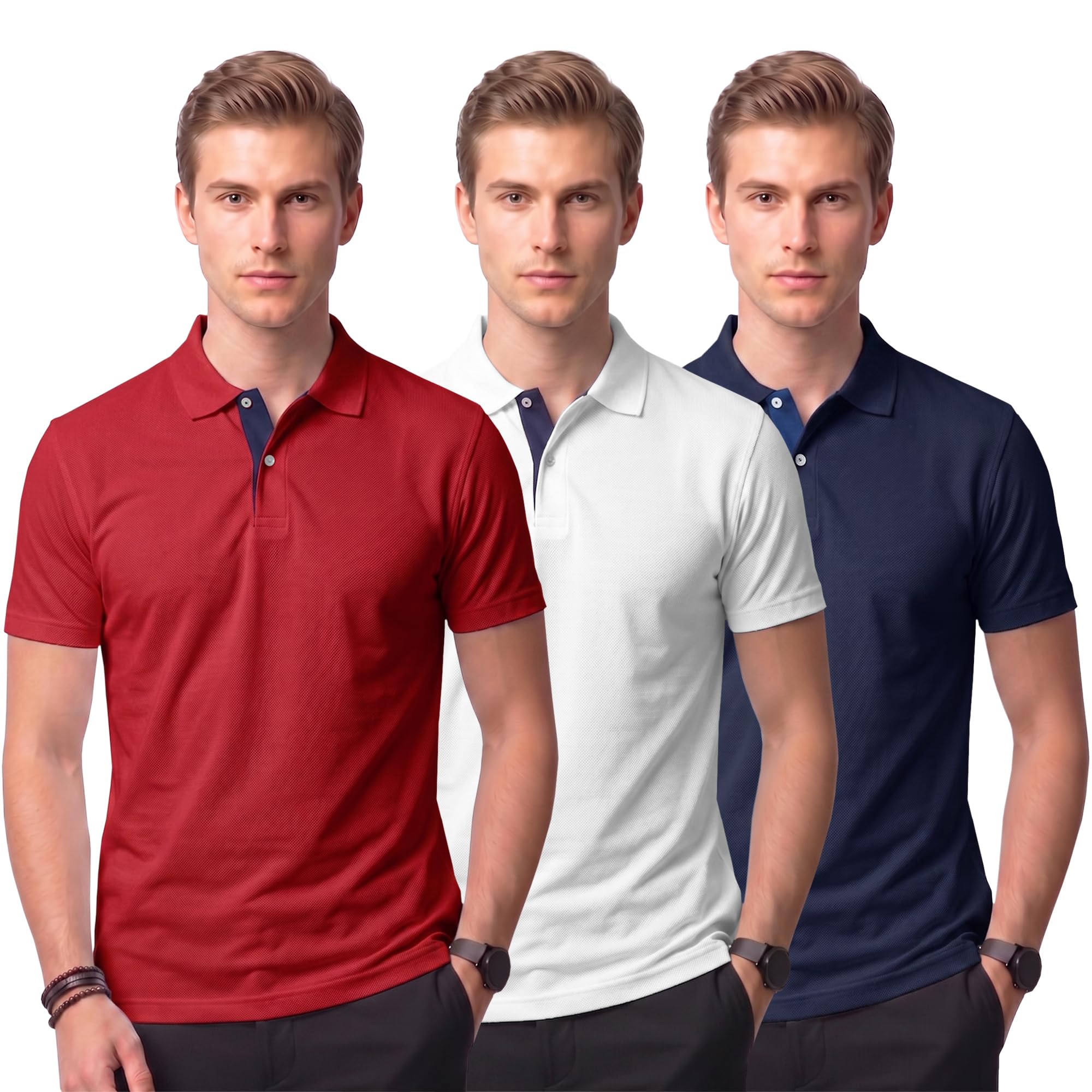 XENOVAURBAN Dry Fit Polo 3 Combo Tshirts for Man | Regular Fit | Quick Dry Mars Fabric Polo T-Shirt with Collar for Men-picture-30