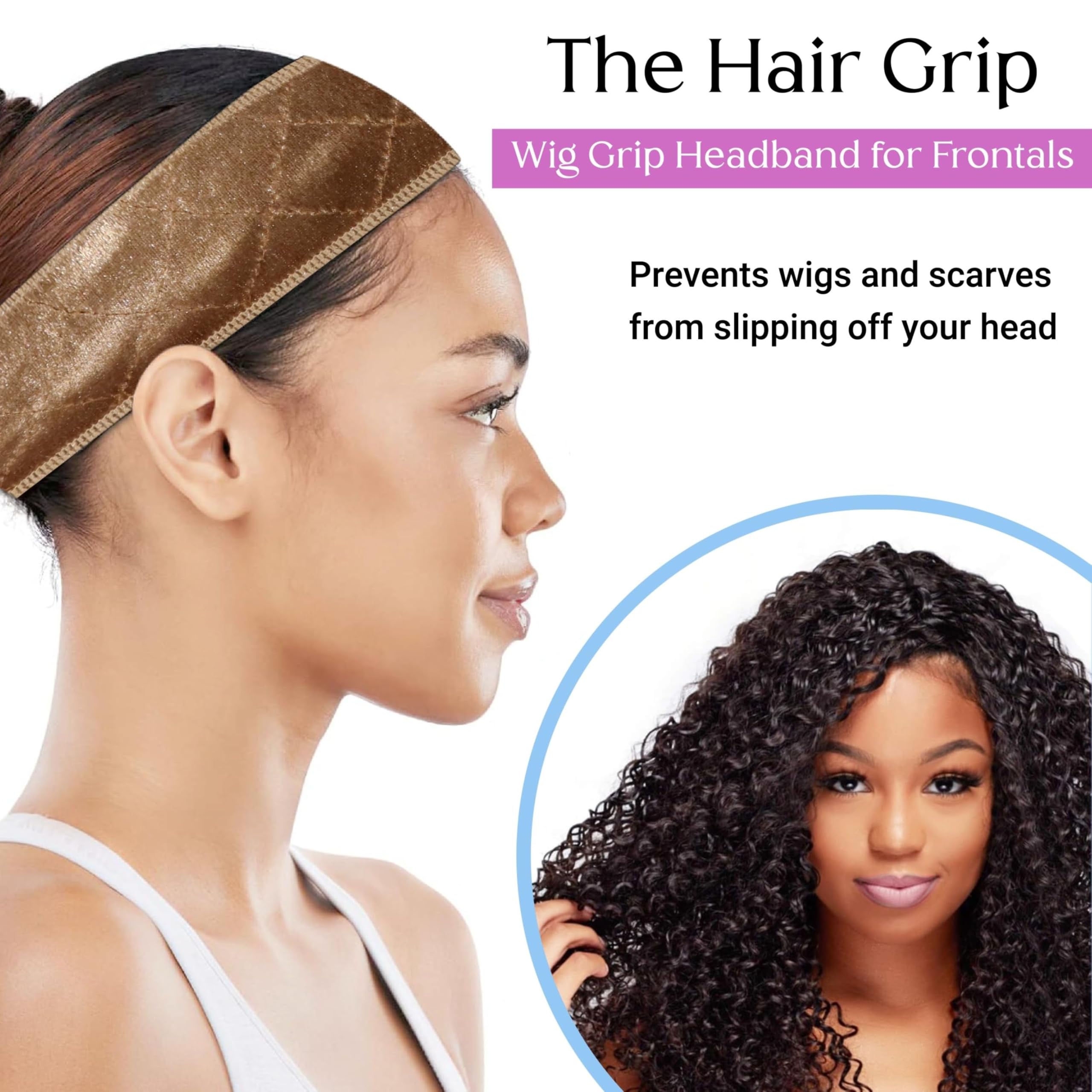 Wig Headband For Synthetic Hair, Wigs Hair Accessory by The Hair Grip - Tan