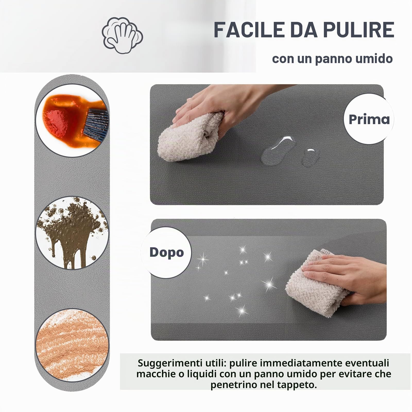 Carvapet Antiscivolo Tappetino da Cucina Anti-Fatica Stuoie in Piedi Spessore 20mm Tappetini da Cucina PVC impermeabile Tappeto da Cucina(Grigio,44x152cm)