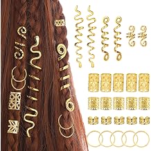 86 Pcs Serpentine shaped gold hair braids dreadlock hair beads Non-Piercing Ear Clip hair jewelry for braids accessories for Women Men Hair AccessoriesUS364 gold