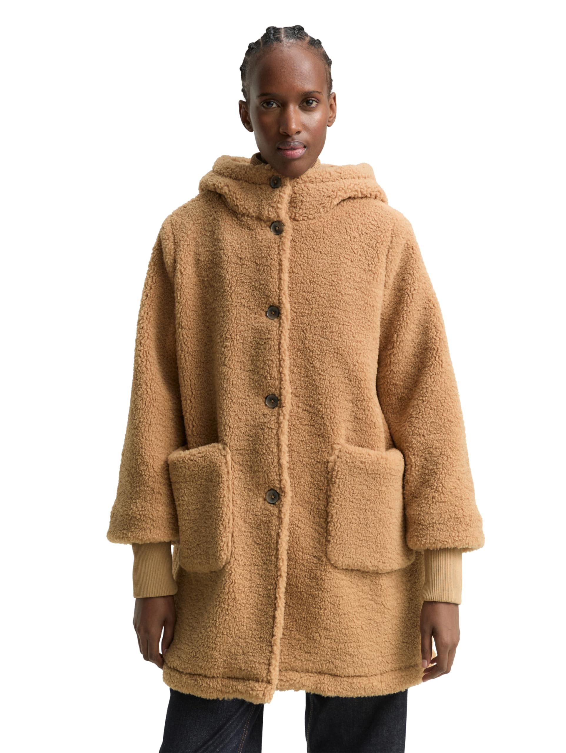 TOM TAILOR Denim Damen Mantel aus Teddyfell