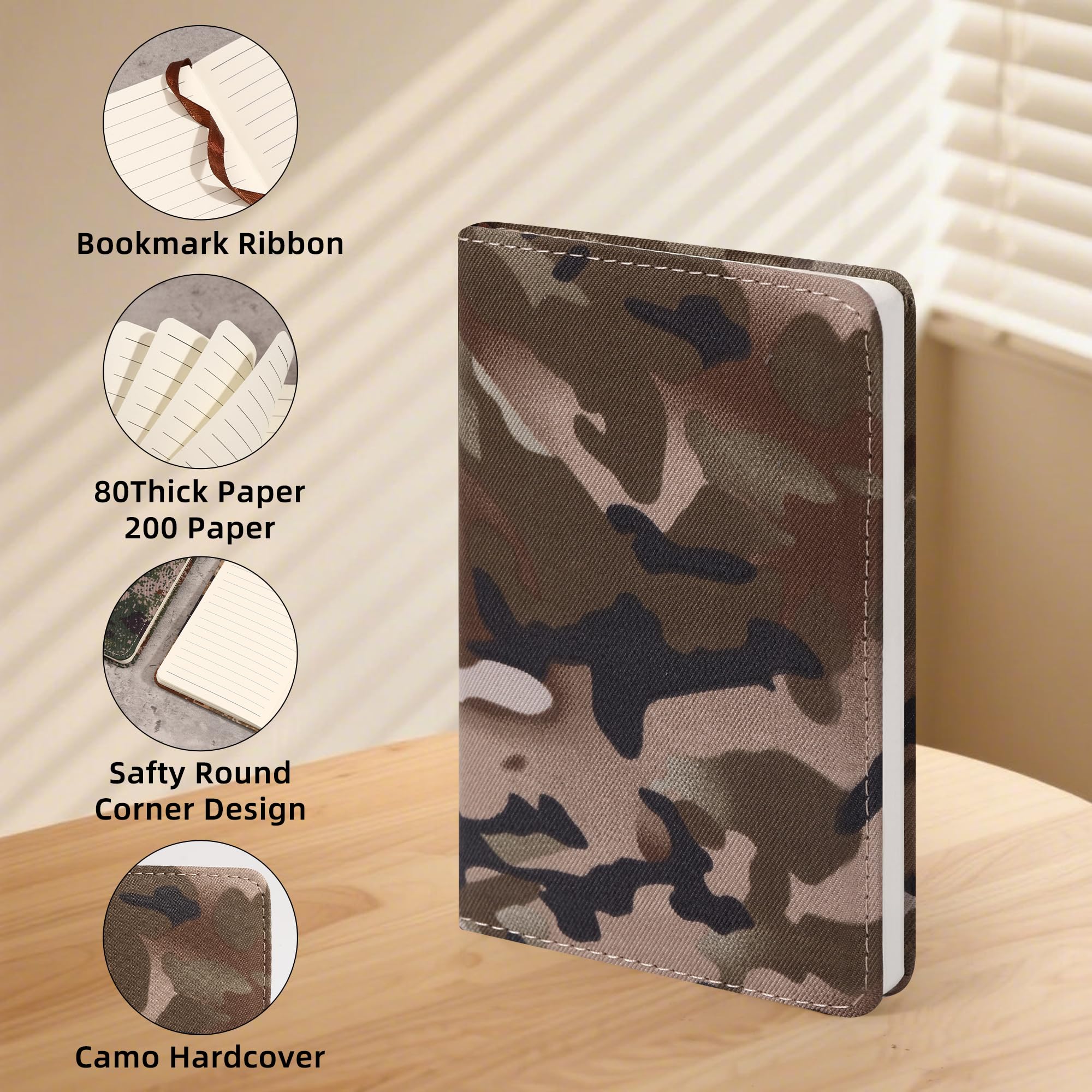 BOBO RABBIT Taschen-Tagebuch, Notizbücher, kleines Mini-Notizbuch für Notizen, kleine kompakte Größe, Hardcover, Camouflage-Notizblöcke für Schule, Büro, Reisende, Tagebuch, 9,4 x 14 cm, insgesamt 600